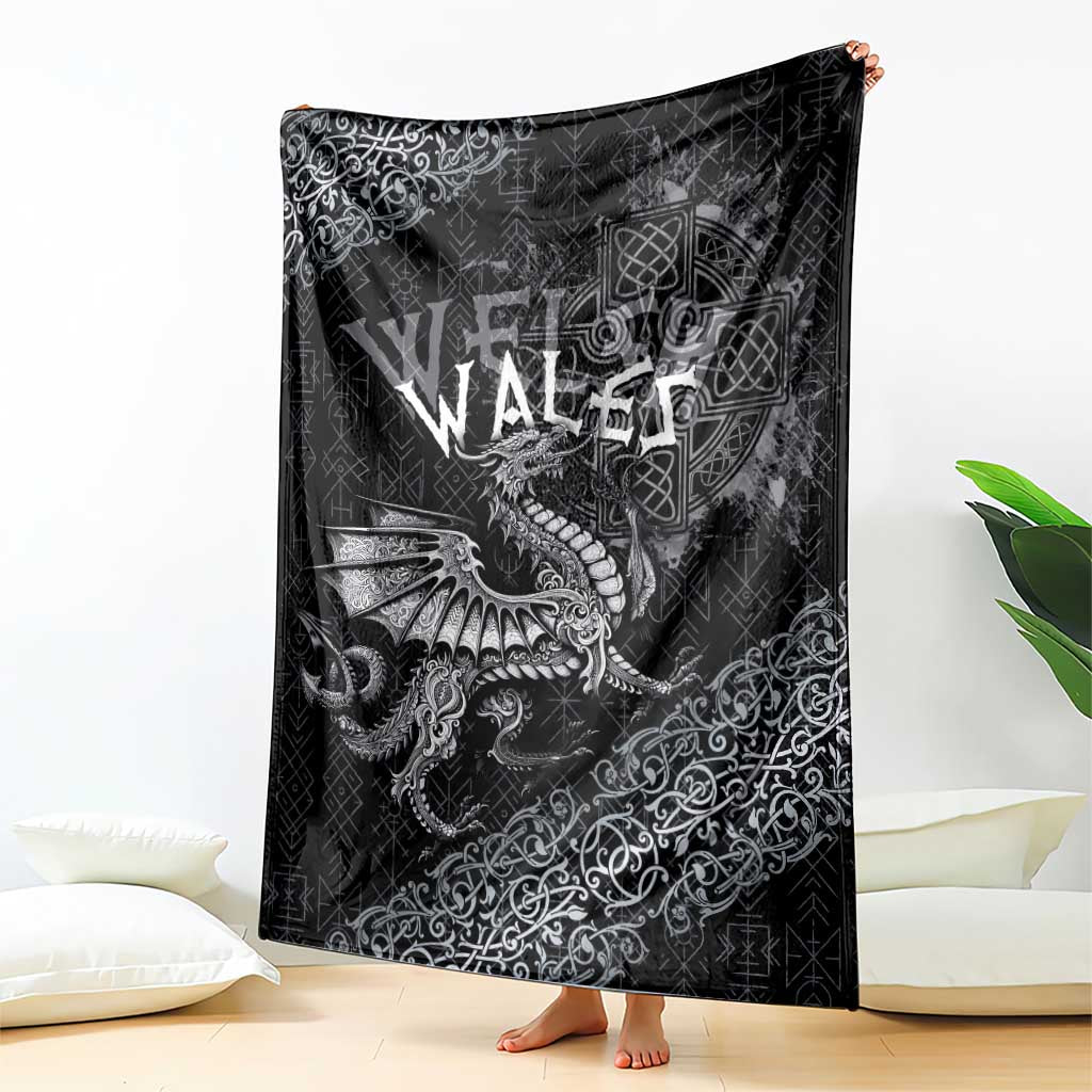 Welsh Celtic Culture Blanket Wales Y Ddraig Goch with Runes Symbols - Wonder Print Shop