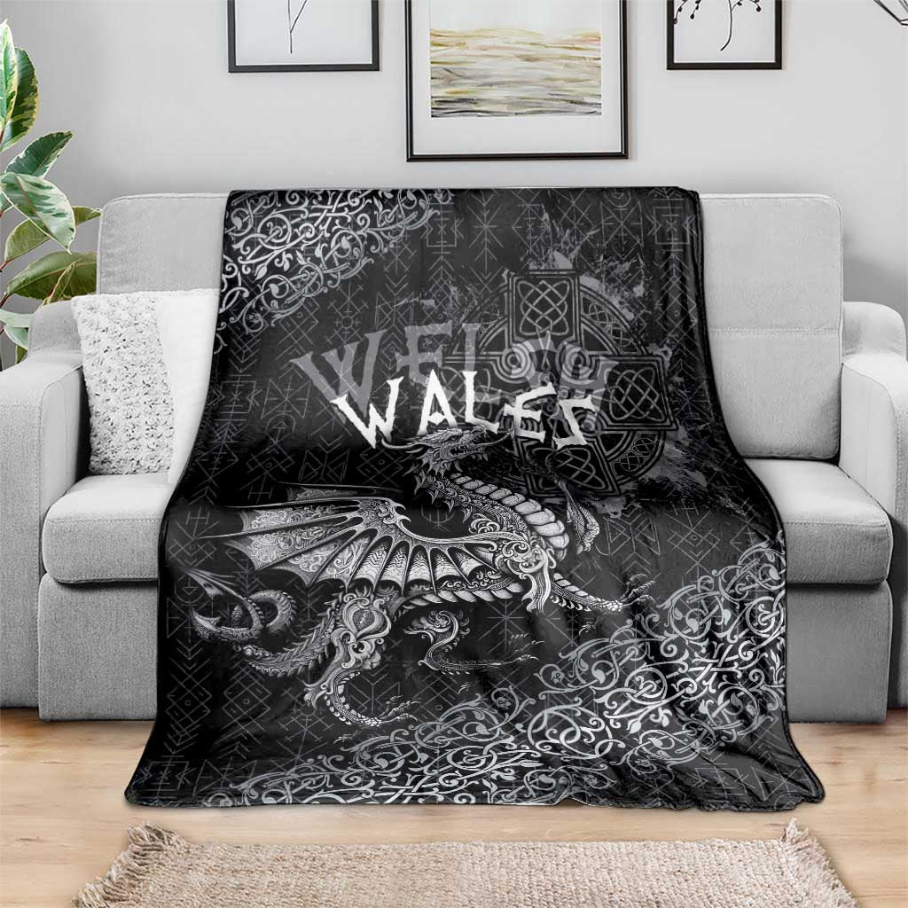Welsh Celtic Culture Blanket Wales Y Ddraig Goch with Runes Symbols - Wonder Print Shop