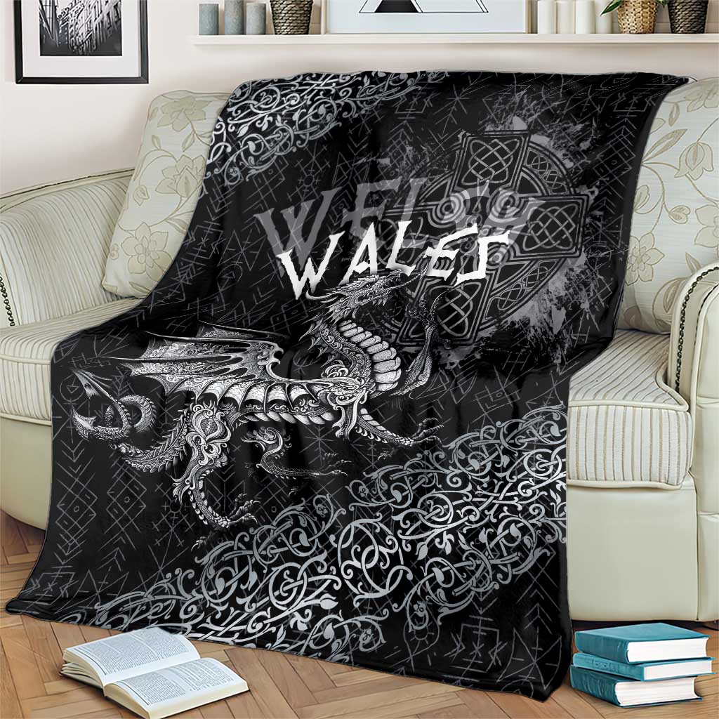Welsh Celtic Culture Blanket Wales Y Ddraig Goch with Runes Symbols - Wonder Print Shop