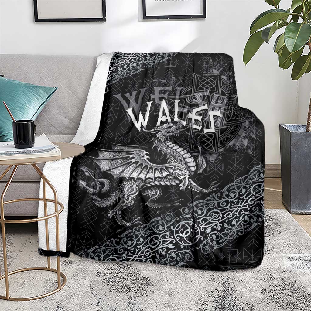 Welsh Celtic Culture Blanket Wales Y Ddraig Goch with Runes Symbols - Wonder Print Shop