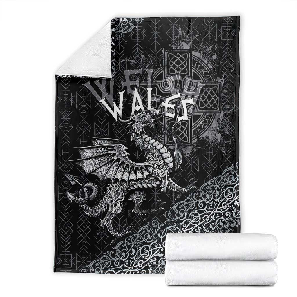 Welsh Celtic Culture Blanket Wales Y Ddraig Goch with Runes Symbols - Wonder Print Shop