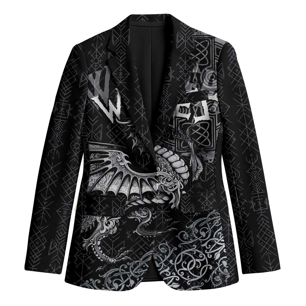 Welsh Celtic Culture Blazer Wales Y Ddraig Goch with Runes Symbols - Wonder Print Shop