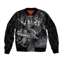 Welsh Celtic Culture Bomber Jacket Wales Y Ddraig Goch with Runes Symbols - Wonder Print Shop