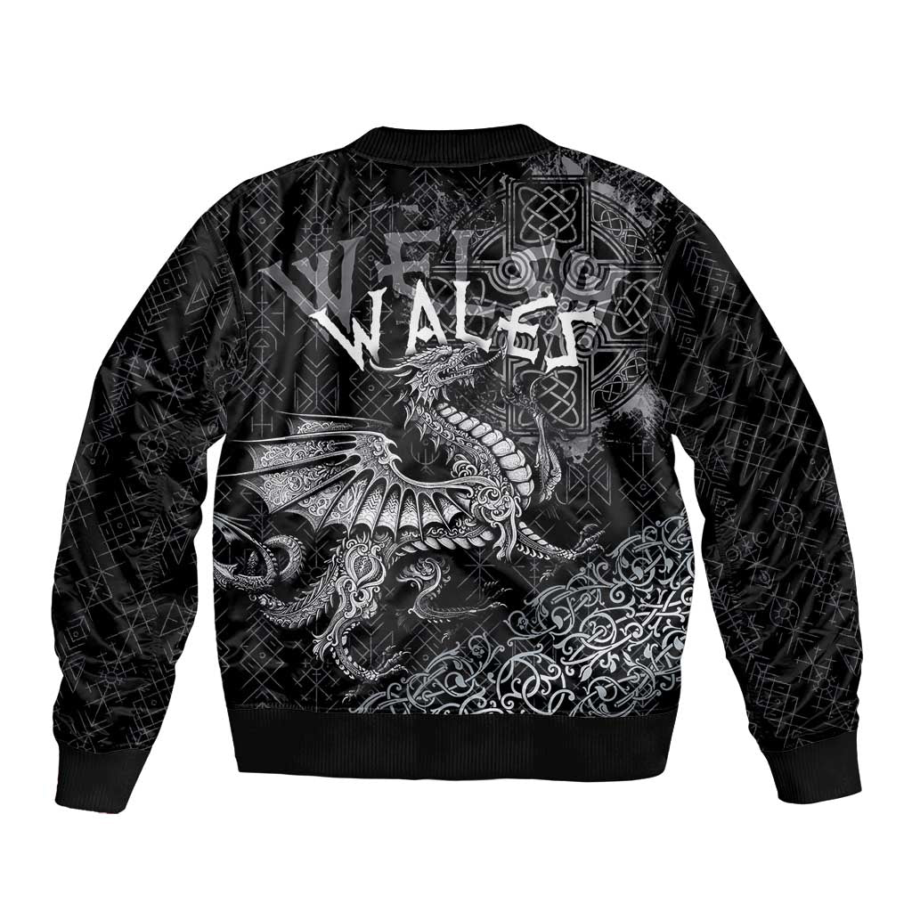 Welsh Celtic Culture Bomber Jacket Wales Y Ddraig Goch with Runes Symbols - Wonder Print Shop