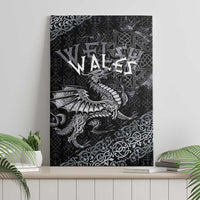 Welsh Celtic Culture Canvas Wall Art Wales Y Ddraig Goch with Runes Symbols - Wonder Print Shop