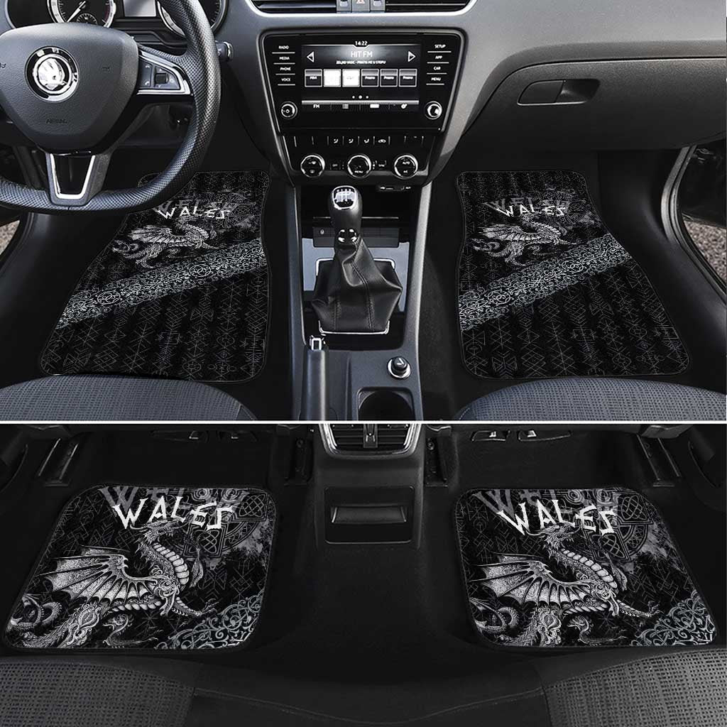 Welsh Celtic Culture Car Mats Wales Y Ddraig Goch with Runes Symbols - Wonder Print Shop