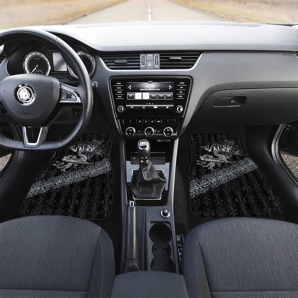 Welsh Celtic Culture Car Mats Wales Y Ddraig Goch with Runes Symbols - Wonder Print Shop