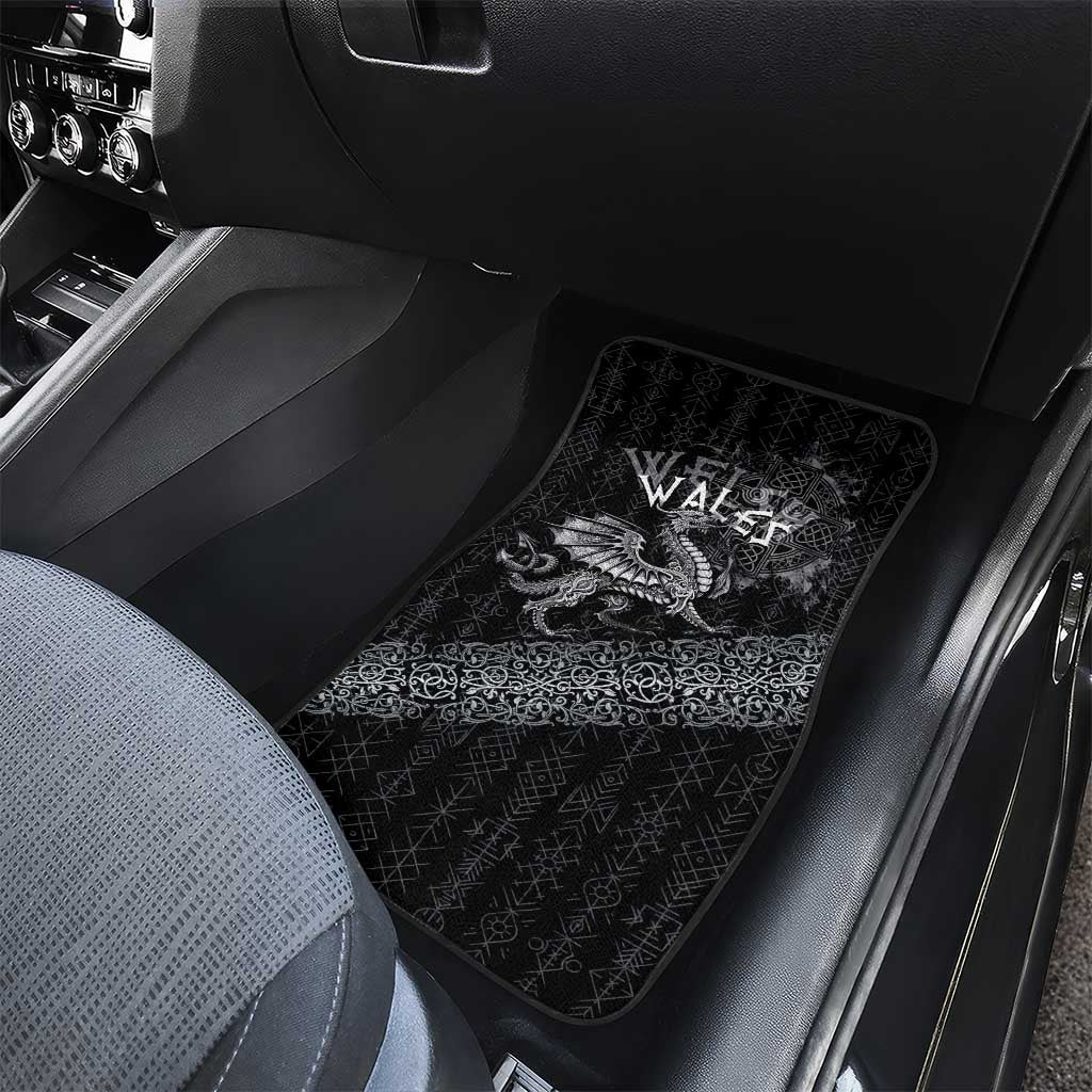 Welsh Celtic Culture Car Mats Wales Y Ddraig Goch with Runes Symbols - Wonder Print Shop