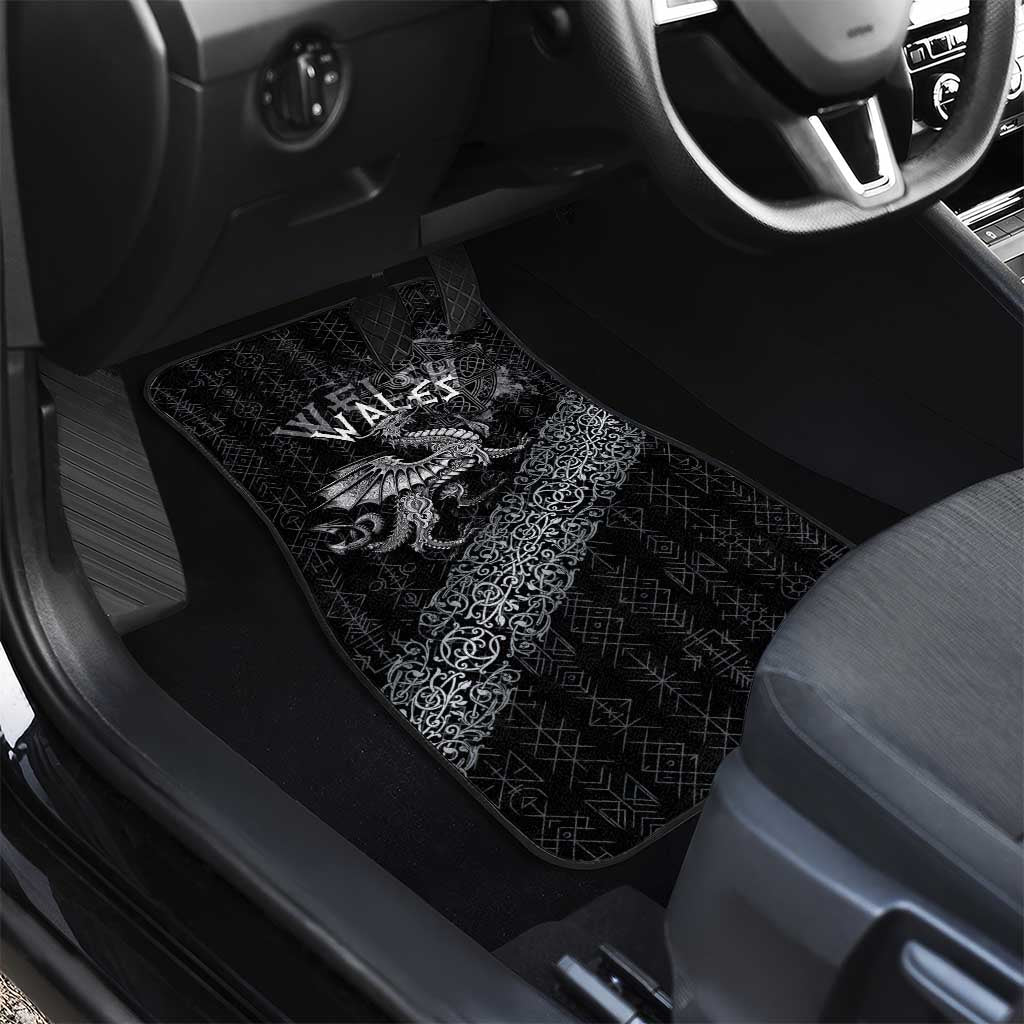 Welsh Celtic Culture Car Mats Wales Y Ddraig Goch with Runes Symbols - Wonder Print Shop