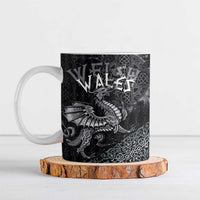 Welsh Celtic Culture Ceramic Mug Wales Y Ddraig Goch with Runes Symbols - Wonder Print Shop