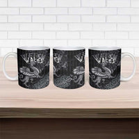 Welsh Celtic Culture Ceramic Mug Wales Y Ddraig Goch with Runes Symbols - Wonder Print Shop