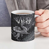 Welsh Celtic Culture Ceramic Mug Wales Y Ddraig Goch with Runes Symbols - Wonder Print Shop