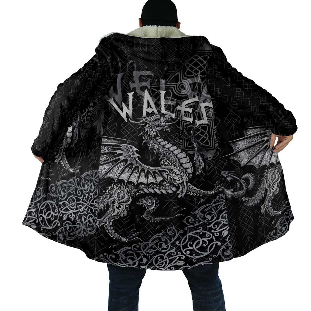 Welsh Celtic Culture Cloak Wales Y Ddraig Goch with Runes Symbols - Wonder Print Shop