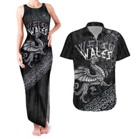 Welsh Celtic Culture Couples Matching Tank Maxi Dress and Hawaiian Shirt Wales Y Ddraig Goch with Runes Symbols - Wonder Print Shop