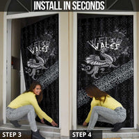 Welsh Celtic Culture Door Cover Wales Y Ddraig Goch with Runes Symbols - Wonder Print Shop