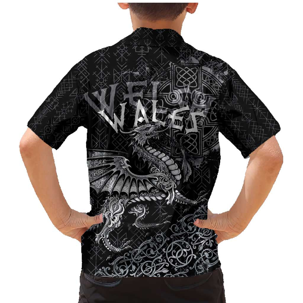 Welsh Celtic Culture Family Matching Mermaid Dress and Hawaiian Shirt Wales Y Ddraig Goch with Runes Symbols - Wonder Print Shop