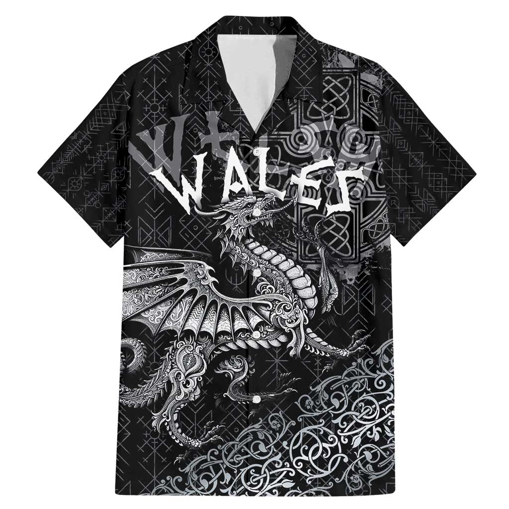 Welsh Celtic Culture Family Matching Mermaid Dress and Hawaiian Shirt Wales Y Ddraig Goch with Runes Symbols - Wonder Print Shop