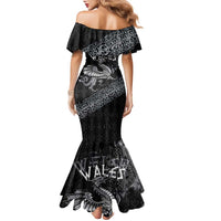 Welsh Celtic Culture Family Matching Mermaid Dress and Hawaiian Shirt Wales Y Ddraig Goch with Runes Symbols - Wonder Print Shop