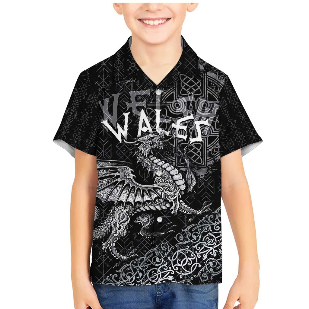 Welsh Celtic Culture Family Matching Mermaid Dress and Hawaiian Shirt Wales Y Ddraig Goch with Runes Symbols - Wonder Print Shop