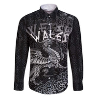 Welsh Celtic Culture Family Matching Off The Shoulder Long Sleeve Dress and Hawaiian Shirt Wales Y Ddraig Goch with Runes Symbols - Wonder Print Shop