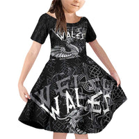 Welsh Celtic Culture Family Matching Off Shoulder Short Dress and Hawaiian Shirt Wales Y Ddraig Goch with Runes Symbols - Wonder Print Shop