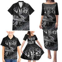 Welsh Celtic Culture Family Matching Puletasi and Hawaiian Shirt Wales Y Ddraig Goch with Runes Symbols - Wonder Print Shop