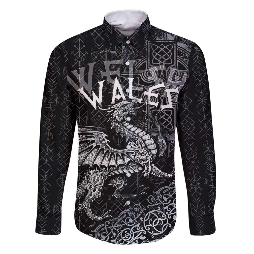 Welsh Celtic Culture Family Matching Short Sleeve Bodycon Dress and Hawaiian Shirt Wales Y Ddraig Goch with Runes Symbols - Wonder Print Shop