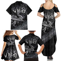 Welsh Celtic Culture Family Matching Summer Maxi Dress and Hawaiian Shirt Wales Y Ddraig Goch with Runes Symbols - Wonder Print Shop