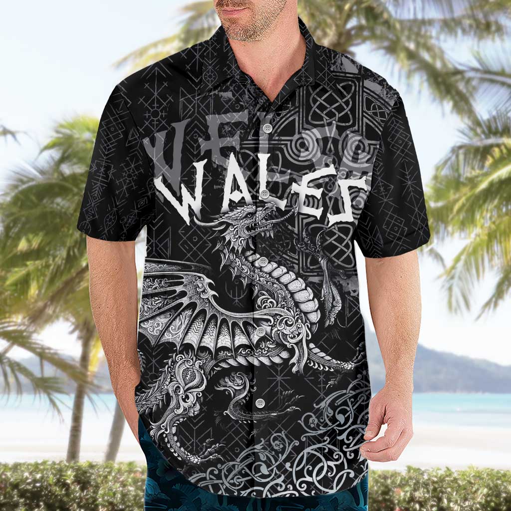 Welsh Celtic Culture Hawaiian Shirt Wales Y Ddraig Goch with Runes Symbols - Wonder Print Shop