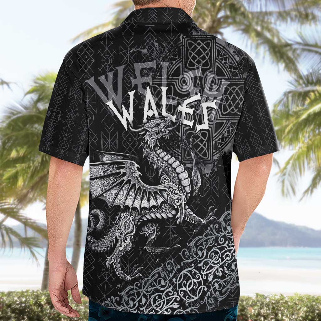 Welsh Celtic Culture Hawaiian Shirt Wales Y Ddraig Goch with Runes Symbols - Wonder Print Shop