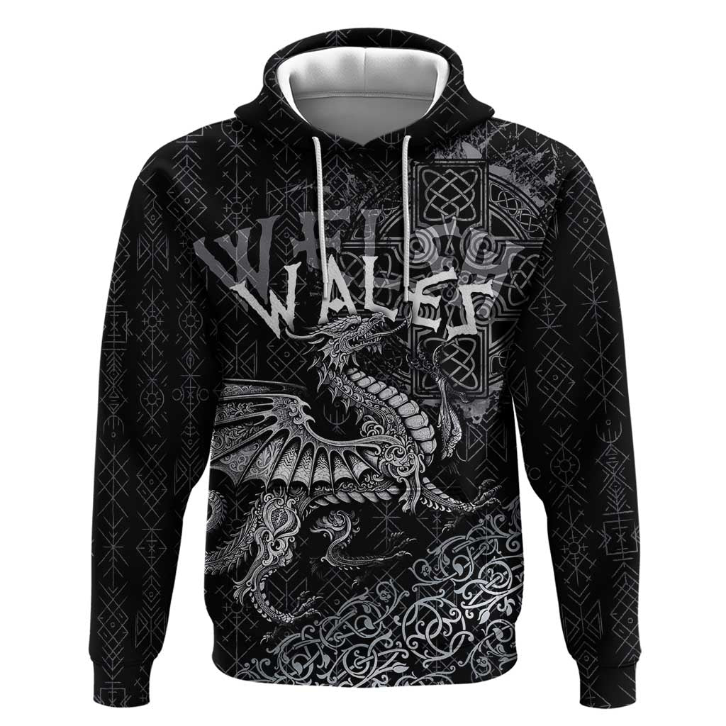 Welsh Celtic Culture Hoodie Wales Y Ddraig Goch with Runes Symbols - Wonder Print Shop