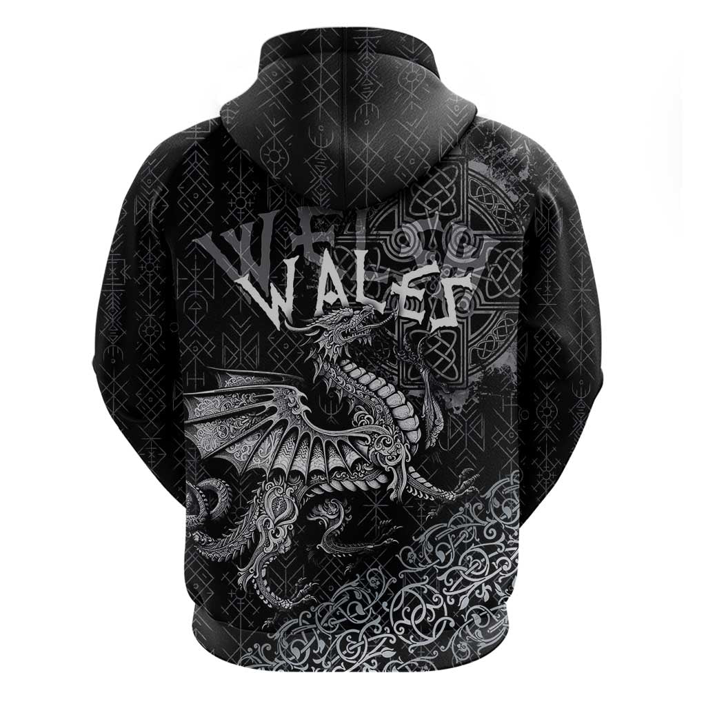 Welsh Celtic Culture Hoodie Wales Y Ddraig Goch with Runes Symbols - Wonder Print Shop