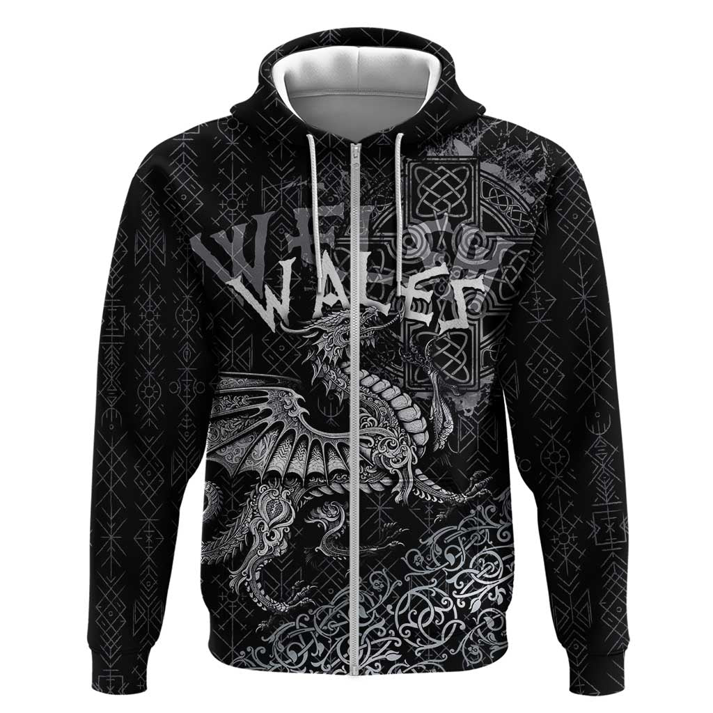 Welsh Celtic Culture Hoodie Wales Y Ddraig Goch with Runes Symbols - Wonder Print Shop