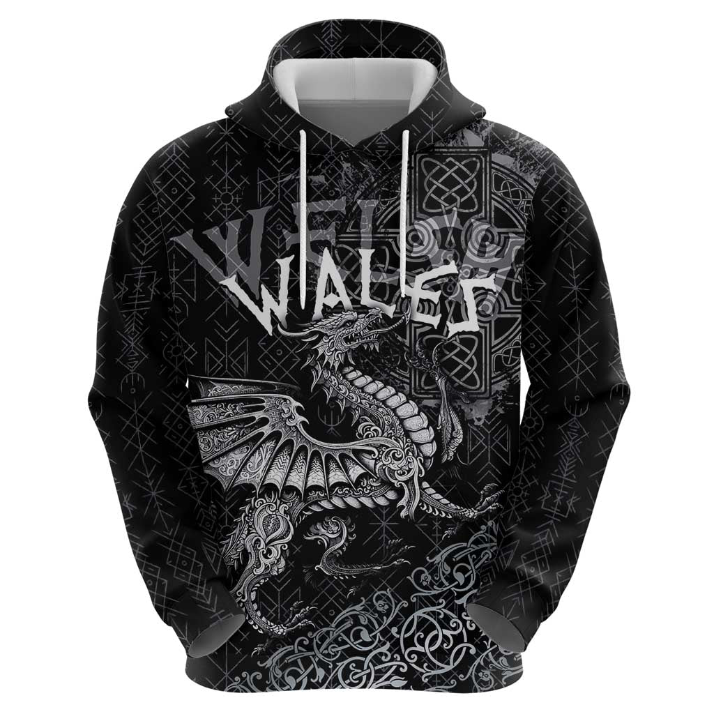 Welsh Celtic Culture Hoodie Wales Y Ddraig Goch with Runes Symbols - Wonder Print Shop