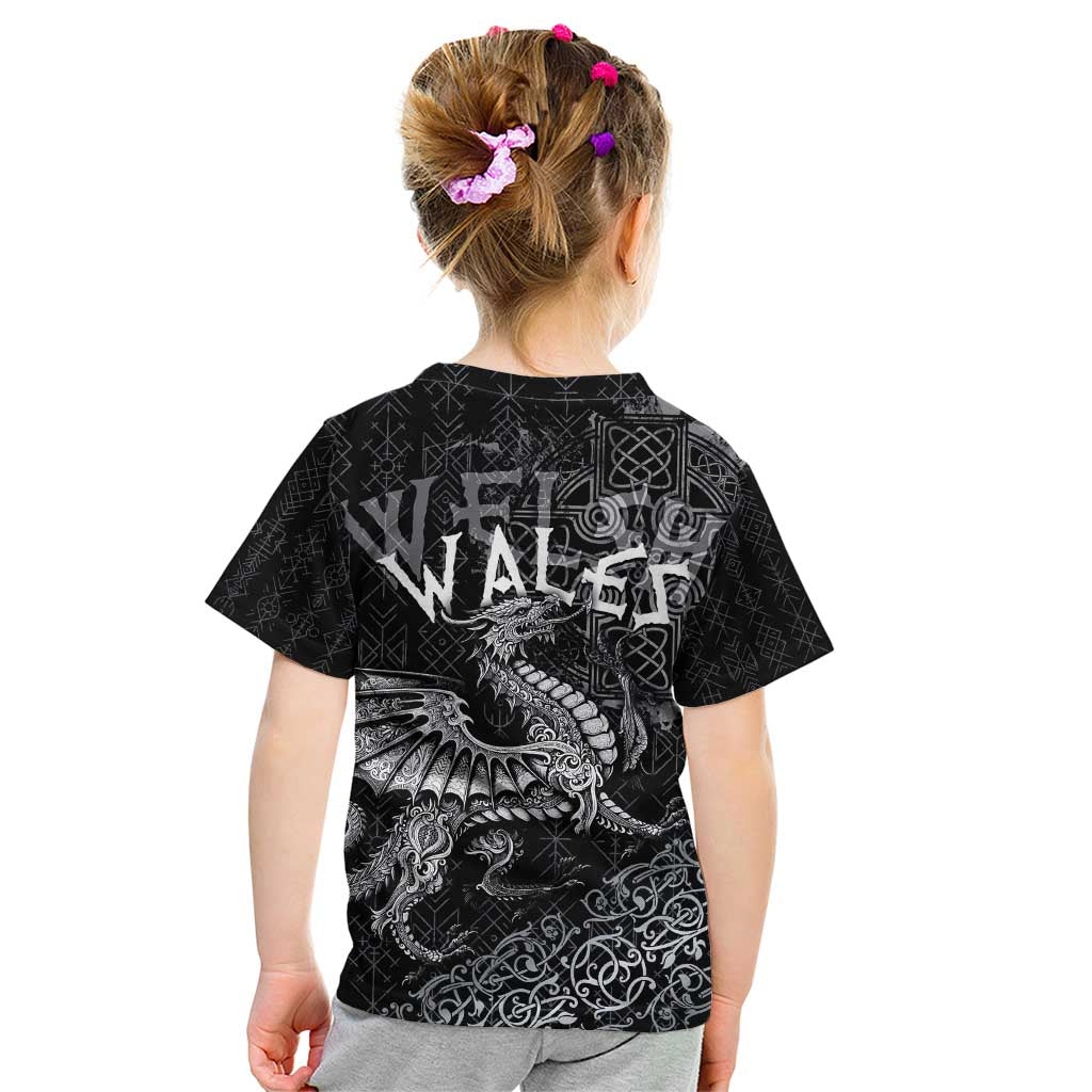 Welsh Celtic Culture Kid T Shirt Wales Y Ddraig Goch with Runes Symbols - Wonder Print Shop