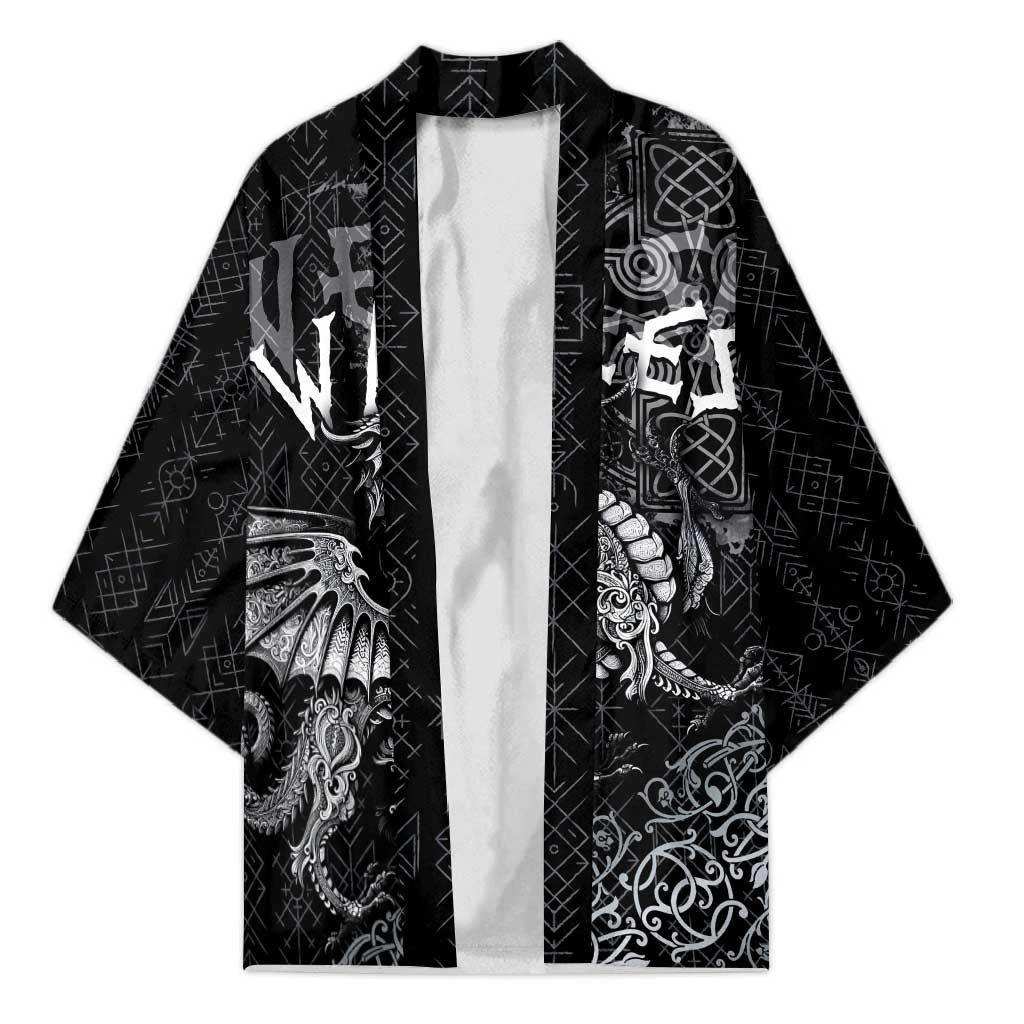 Welsh Celtic Culture Kimono Wales Y Ddraig Goch with Runes Symbols - Wonder Print Shop