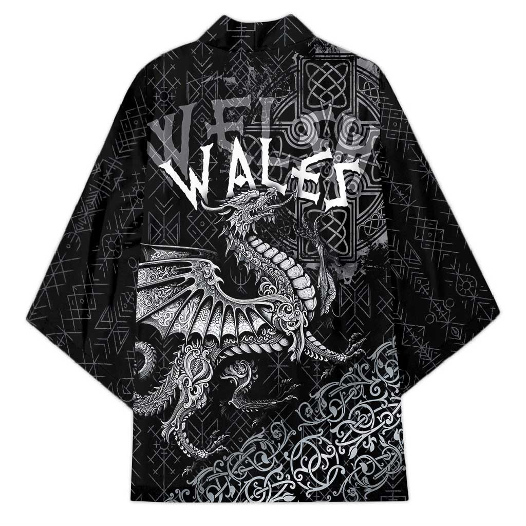 Welsh Celtic Culture Kimono Wales Y Ddraig Goch with Runes Symbols - Wonder Print Shop