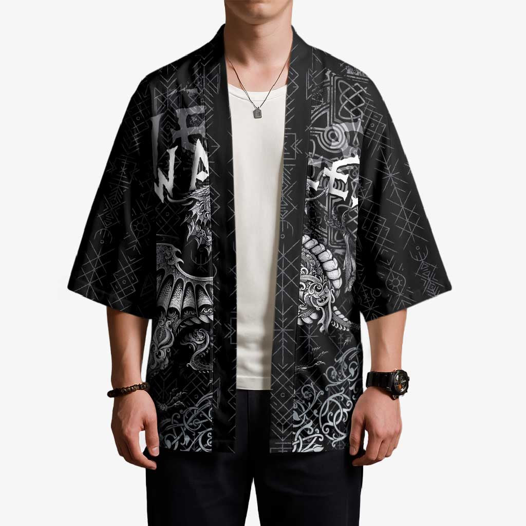 Welsh Celtic Culture Kimono Wales Y Ddraig Goch with Runes Symbols - Wonder Print Shop