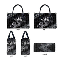 Welsh Celtic Culture Leather Bag Wales Y Ddraig Goch with Runes Symbols - Wonder Print Shop