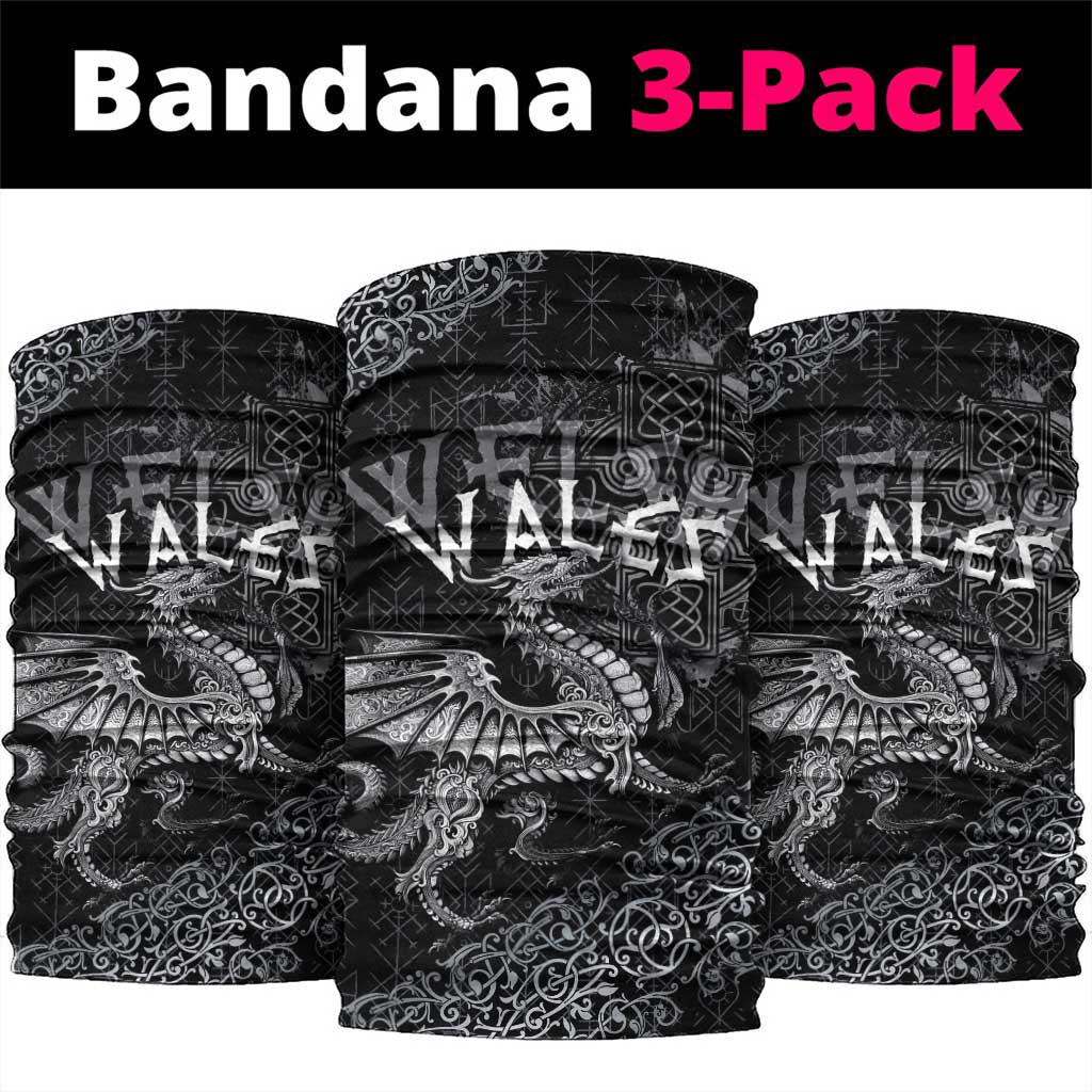 Welsh Celtic Culture Neck Gaiter Wales Y Ddraig Goch with Runes Symbols - Wonder Print Shop