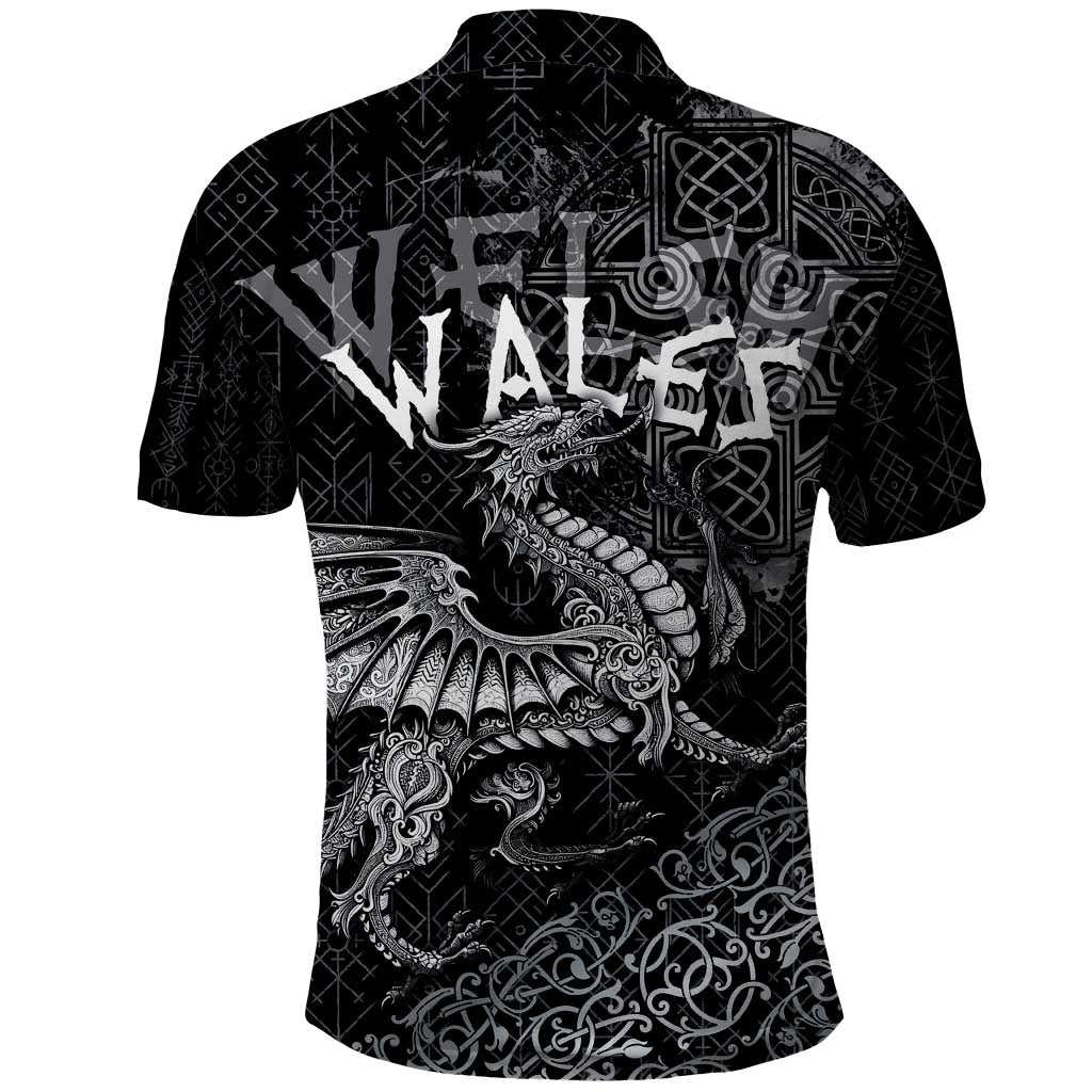 Welsh Celtic Culture Polo Shirt Wales Y Ddraig Goch with Runes Symbols - Wonder Print Shop