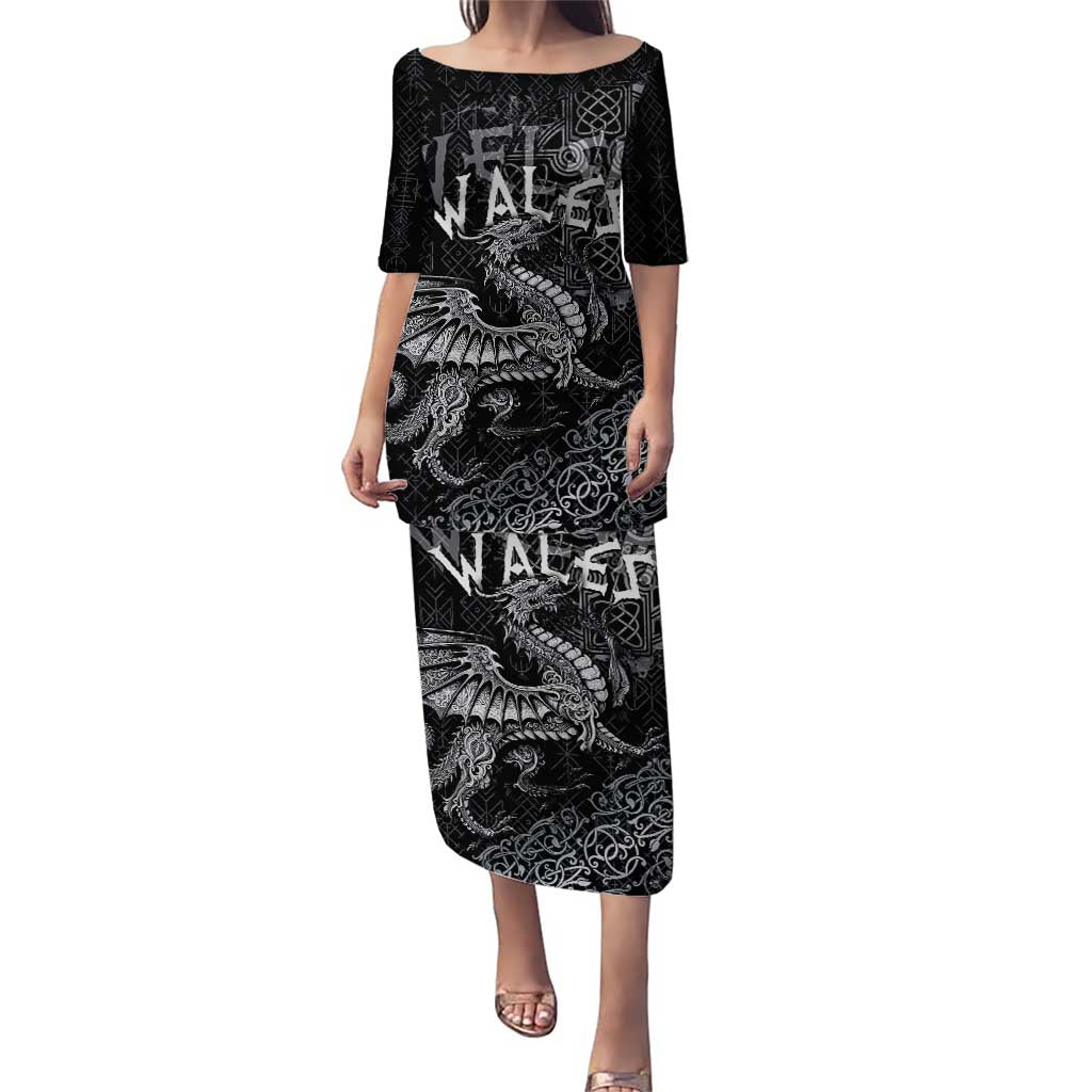 Welsh Celtic Culture Puletasi Wales Y Ddraig Goch with Runes Symbols - Wonder Print Shop