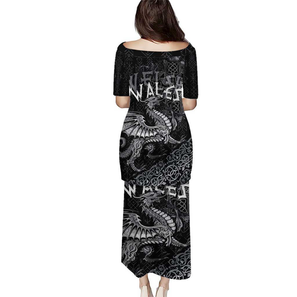 Welsh Celtic Culture Puletasi Wales Y Ddraig Goch with Runes Symbols - Wonder Print Shop