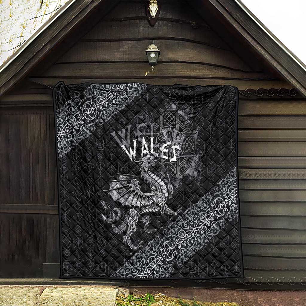 Welsh Celtic Culture Quilt Wales Y Ddraig Goch with Runes Symbols - Wonder Print Shop