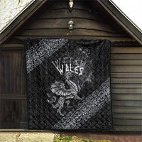 Welsh Celtic Culture Quilt Wales Y Ddraig Goch with Runes Symbols - Wonder Print Shop