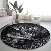 Welsh Celtic Culture Round Carpet Wales Y Ddraig Goch with Runes Symbols - Wonder Print Shop