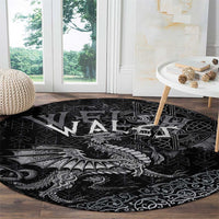 Welsh Celtic Culture Round Carpet Wales Y Ddraig Goch with Runes Symbols - Wonder Print Shop