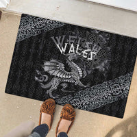 Welsh Celtic Culture Rubber Doormat Wales Y Ddraig Goch with Runes Symbols - Wonder Print Shop