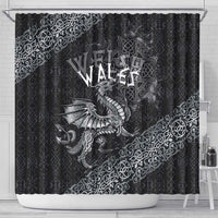 Welsh Celtic Culture Shower Curtain Wales Y Ddraig Goch with Runes Symbols - Wonder Print Shop