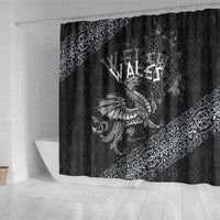 Welsh Celtic Culture Shower Curtain Wales Y Ddraig Goch with Runes Symbols - Wonder Print Shop